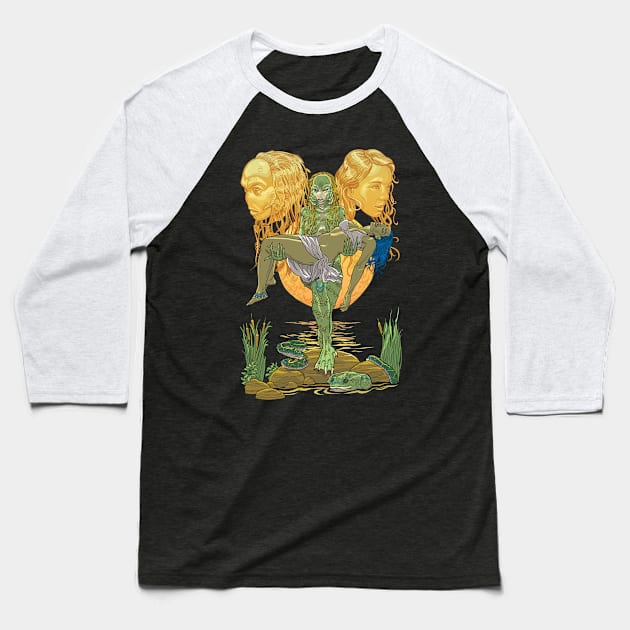 She Creature from the Black Lagoon Baseball T-Shirt by AyotaIllustration